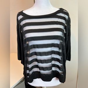 Lush Black Striped Sheer Top - Size S/M